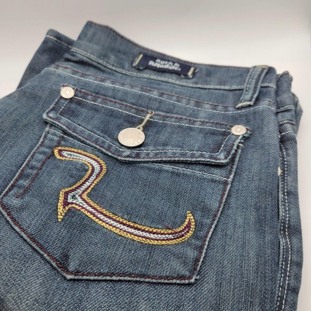 Rock & Republic "Kurt" Women's Sz 26 Jeans w/Back Pocket‎ Embellishment & Flaps